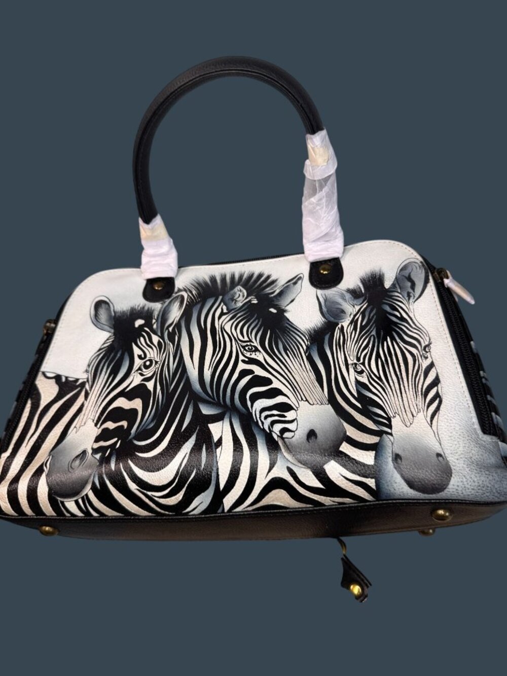 NWT Anuschka Zebra Hand Painted Leather Satchel Crossbody Bag 7368-ZBC Dust Bag - Picture 7 of 11